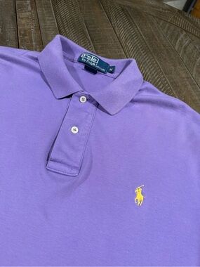 Polo Ralph Lauren Men’s Purple Mesh Polo Shirt – Size Medium